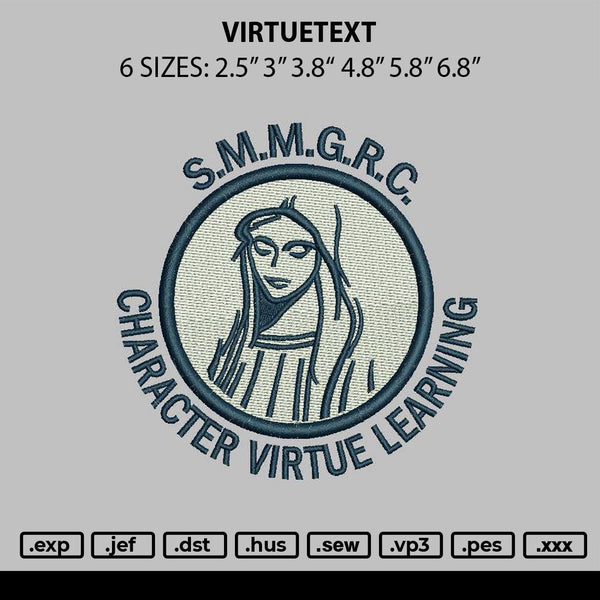 Virtuetext Embroidery File 6 sizes