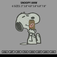 Snoopy Anw Embroidery File 6 sizes