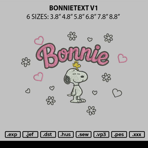 Bonnietext V1 Embroidery File 6 sizes