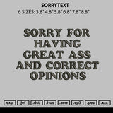 Sorrytext Embroidery File 6 sizes