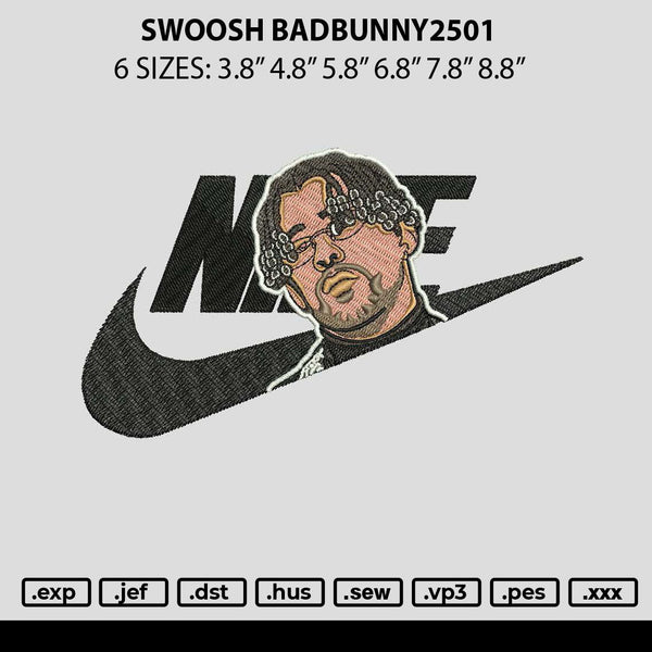 Swoosh Badbunny2501 Embroidery File 6 sizes