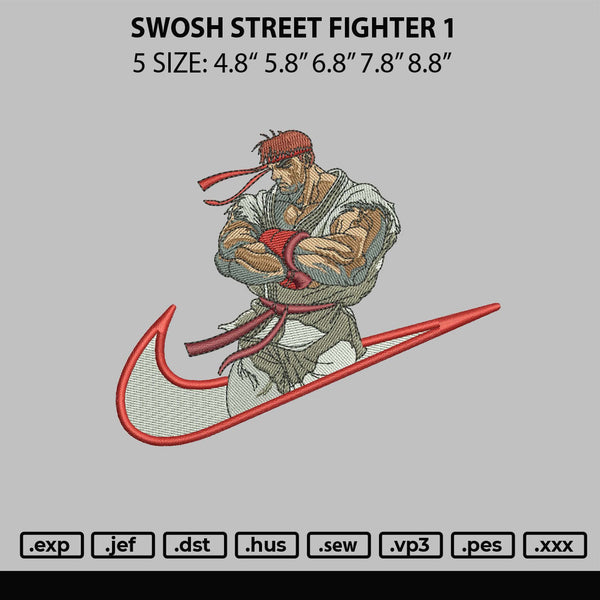 Swoosh Street Fighter 1 Embroidery File 6 sizes