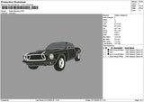 Black White Line Car mbroidery File 6 sizes