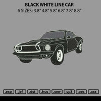Black White Line Car mbroidery File 6 sizes