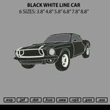 Black White Line Car mbroidery File 6 sizes