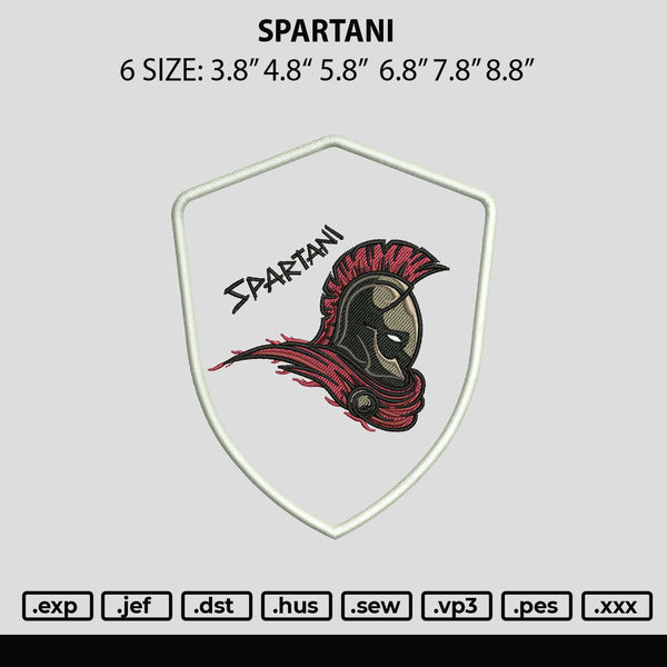 Spartani Embroidery File 6 sizes