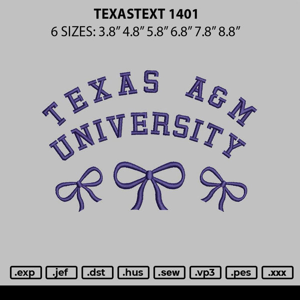 Texastext 1401 Embroidery File 6 sizes