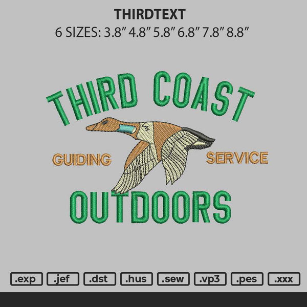 Thirdtext Embroidery File 6 sizes
