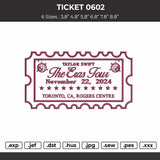 Ticket 0602 Embroidery File 6 sizes