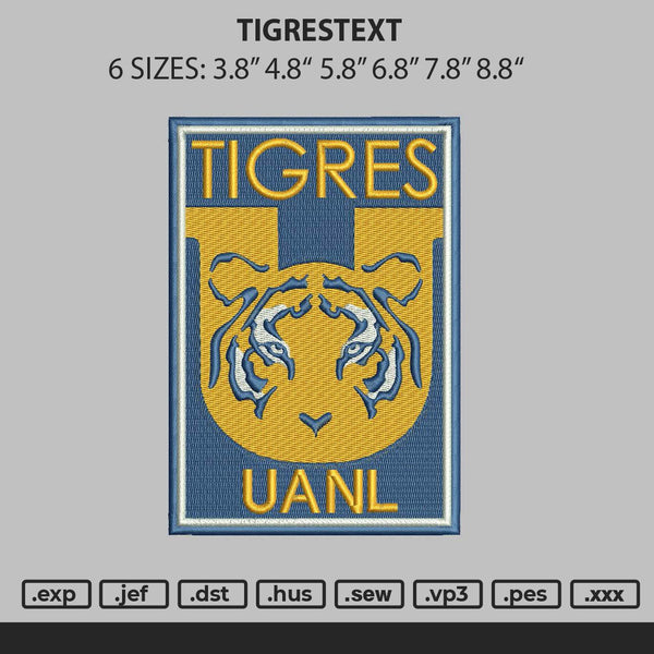 Tigrestext Embroidery File 6 sizes