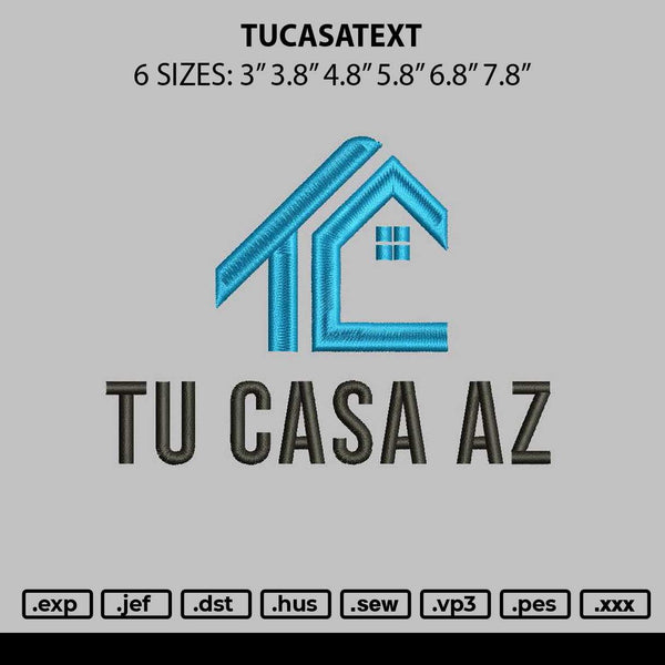 Tucastext Embroidery File 6 sizes