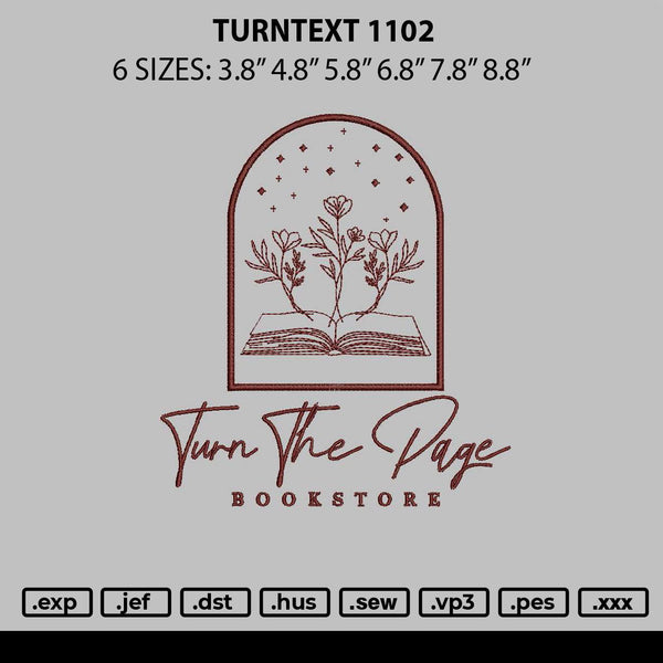 Turntext 1102 Embroidery File 6 sizes