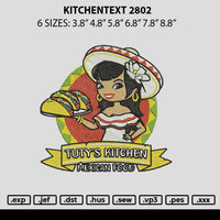 Kitchentext 2802 Embroidery File 6 sizes