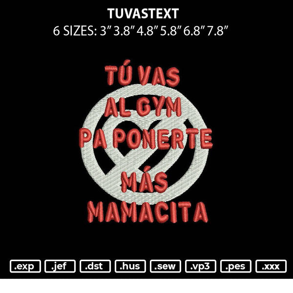 Tuvastext Embroidery File 6 sizes