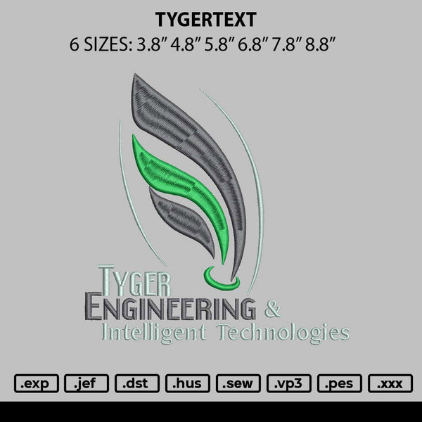 Tygertext Embroidery File 6 sizes