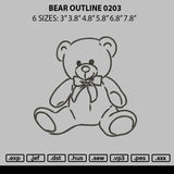 Bear Outline 0203 Embroidery File 6 sizes
