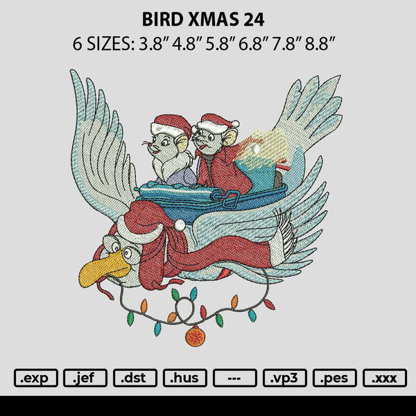 Bird Xmas 24 Embroidery File 6 sizes