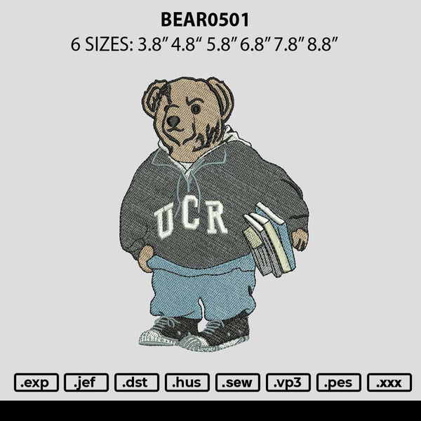 Bear0501 Embroidery File 6 sizes