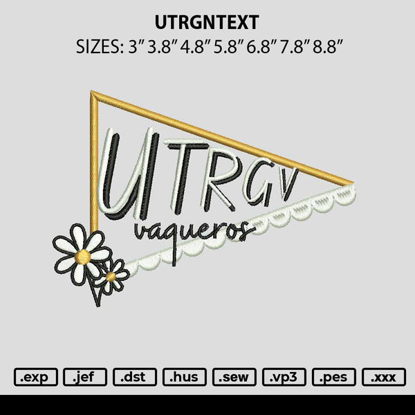 Utrgntext Embroidery File 6 sizes
