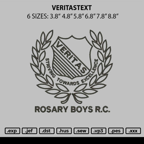Veritastext Embroidery File 6 sizes