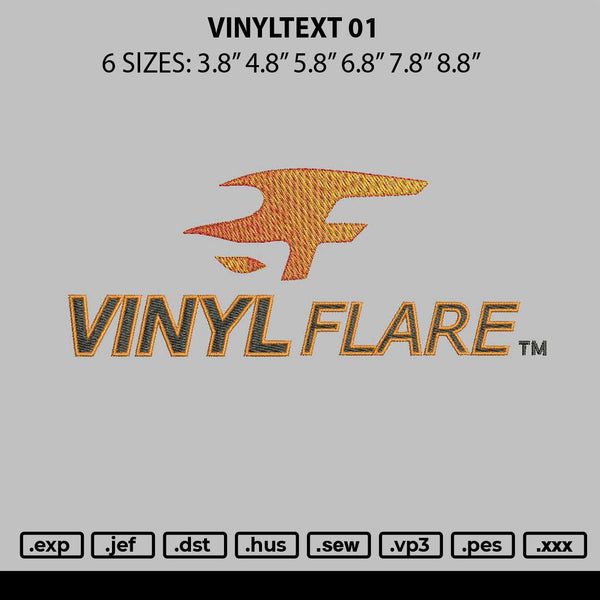 Vinyltext 01 Embroidery File 6 sizes