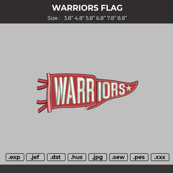 Warriors Flag Embroidery File Design