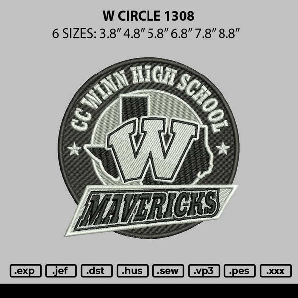 W Circle 1308 Embroidery File 6 sizes
