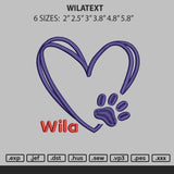Wilatext Embroidery File 6 sizes