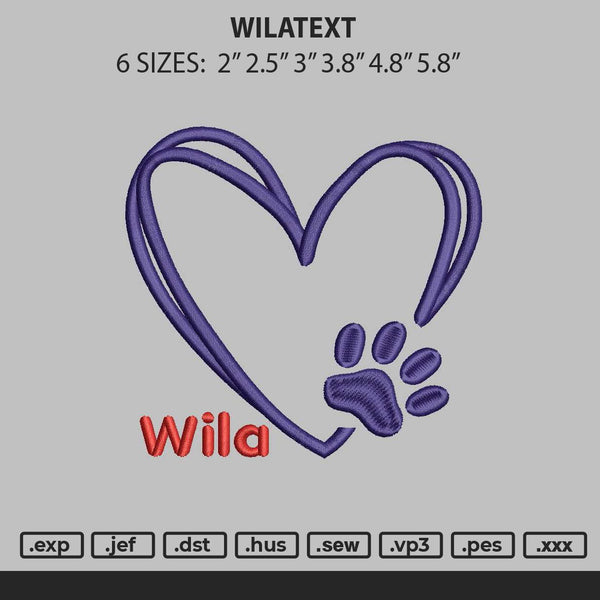 Wilatext Embroidery File 6 sizes