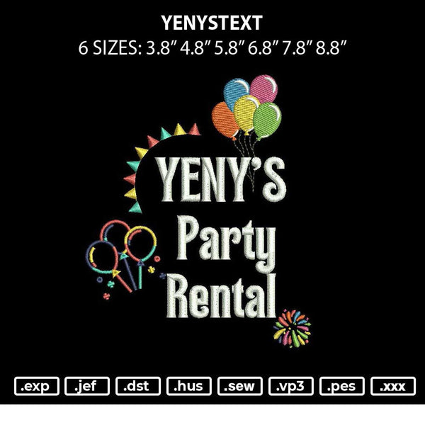 Yenystext Embroidery File 6 sizes
