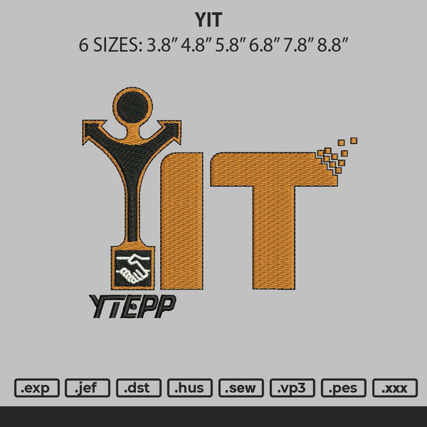 Yit Text Embroidery File 6 sizes