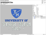 YM University Embroidery File 5 sizes