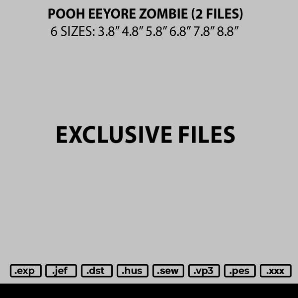 Zombie Pooheeyore Embroidery 2 Files