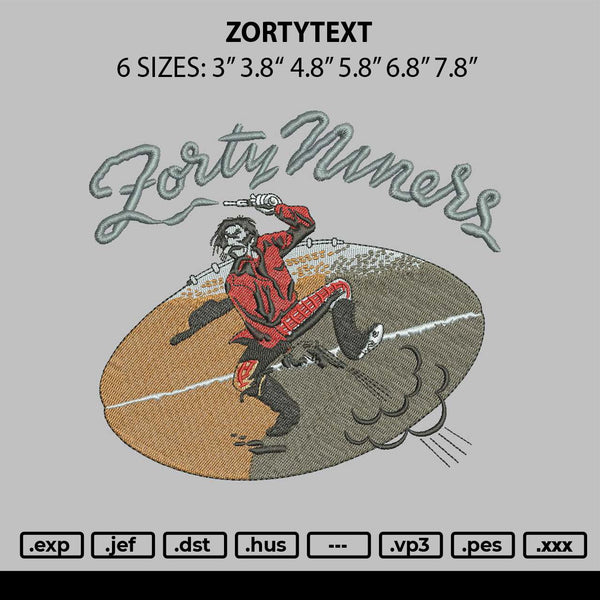 Zortytext Embroidery File 6 sizes