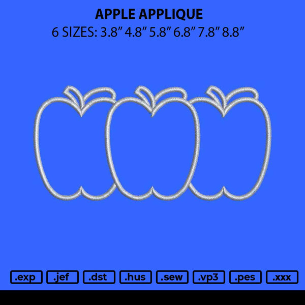 Apple Applique Embroidery File 6 sizes