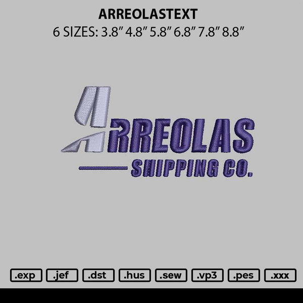 Arreolastext Embroidery File 6 sizes