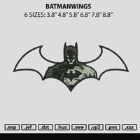 Batmanwings Embroidery File 6 sizes