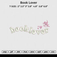 Book lover Embroidery File 6 size