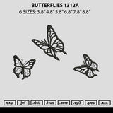 Butterflies 1312a Embroidery File 6 sizes