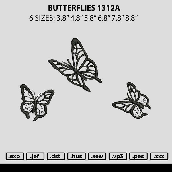 Butterflies 1312a Embroidery File 6 sizes