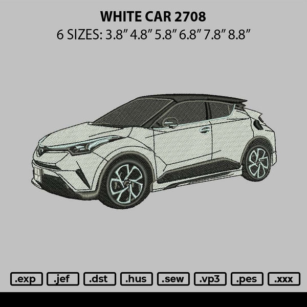 White Car 2708 Embroidery File 6 sizes