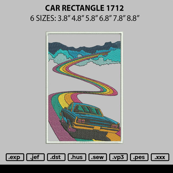 Car Rectangle 1712 Embroidery File 6 sizes
