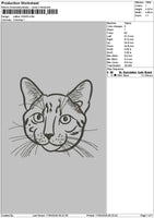 Cat Outline 1304 Embroidery File 6 sizes