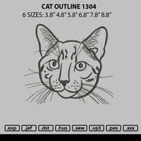 Cat Outline 1304 Embroidery File 6 sizes