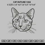 Cat Outline 1304 Embroidery File 6 sizes