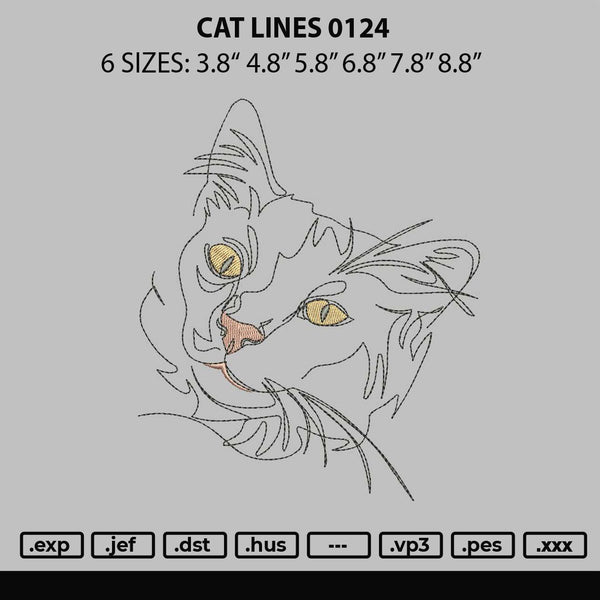 Cat Lines 0125 Embroidery File 6 sizes