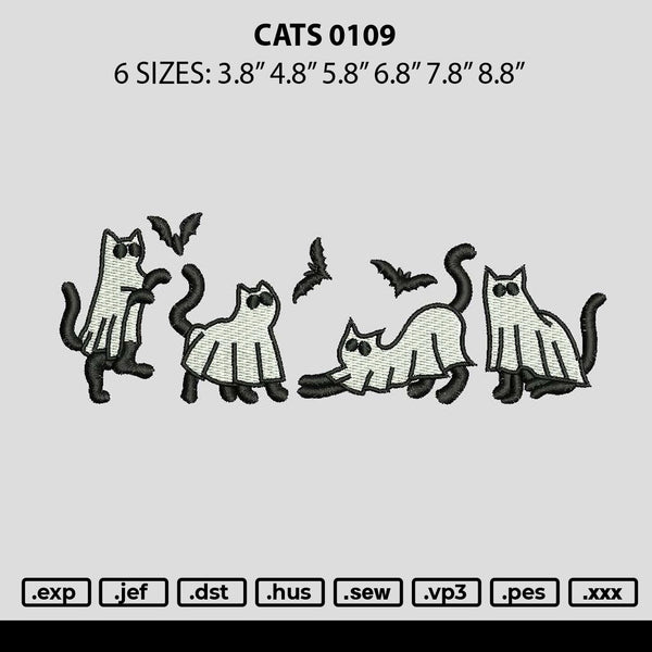Cats 0109 Embroidery File 6 sizes