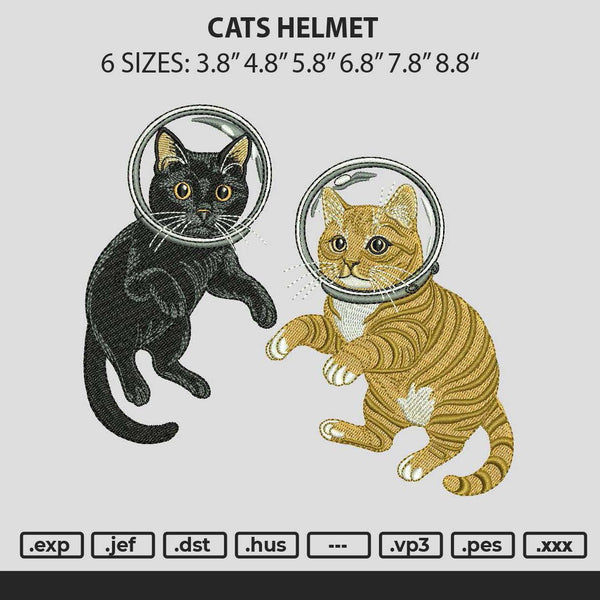 Cats Helmet Embroidery File 6 sizes