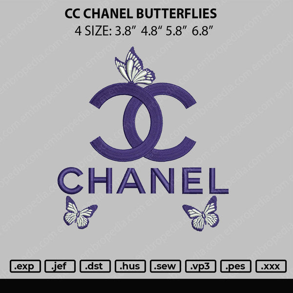 CC Chanel Butterflies Embroidery File 4 size