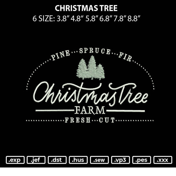 Christmas Tree Embroidery File 6 sizes
